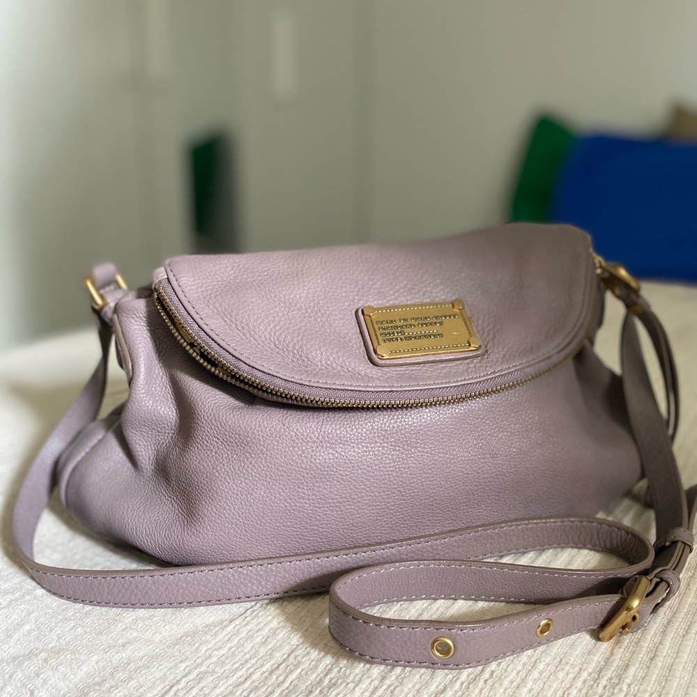 Marc Jacobs Taupe Crossbody Bag with Gold Accents